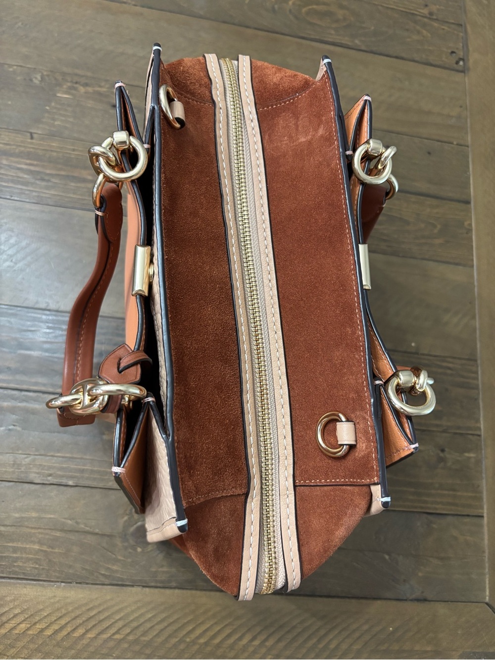 Coach Dreamer Satchel in Sunrise Multi Colorblock Leather and Suede - Picture 8 of 16